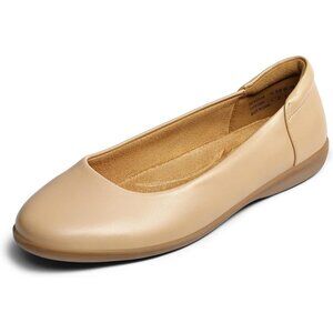 Dream Pairs Women's Nude Faux Leather Round Toe Slip-on Ballet Flats Shoes
